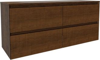 Saniclass Holz Atelier Badkamermeubelset - 140x45x60cm - topblad - zonder kraangaten - 4 lades - Walnut pure