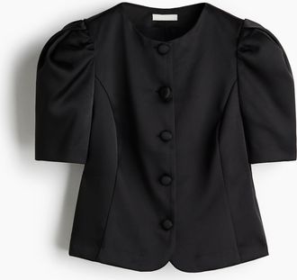 H&M Bluse mit Puffärmeln - Schwarz