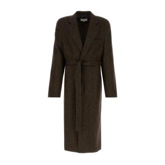 Maison Margiela Abrigo de Lana con Cintur&oacute;n de Espiga - Coats - Hombre - Marr&oacute;n - L