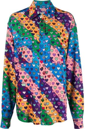Alessandro Enriquez heart-print shirt - women - Polyester - M - Blue