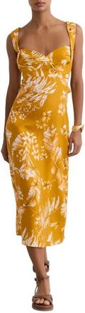 Reiss Addison Pleated Linen Sundress in Yellow at Nordstrom, Size 14 Us