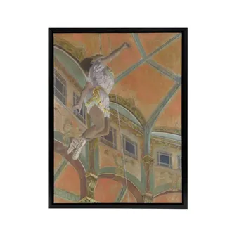 Artery8 Acrobat Miss La La Cirque Fernando Degas Black Framed Canvas Art in Orange | Size: W24 x H32