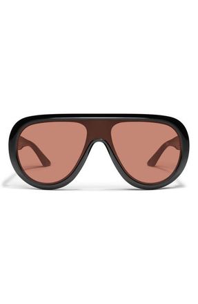 Quay Set List 54mm Aviator Sunglasses in Black/Dark Apricot at Nordstrom