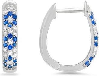 Queen Jewels Petite Floral Hoop Earrings in Silver at Nordstrom Rack