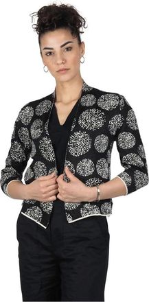 Alessia Santi Korte jacquard cardigan in zwart - Dames - Vesten - Zwart - L - Katoen - Truien & Vesten