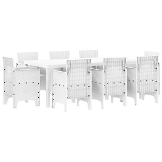 Berkfield Home 9 Piece Garden Dining Set White Poly Rattan