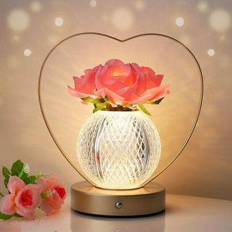 OEM Regalos De Cumplea&ntilde;os Para Mujeres, L&aacute;mpara De Flores De Rosas, Luz Nocturna Port&aacute;til, L&aacute;mpara T&aacute;ctil Led Inal&aacute;mbrica Recargable, 3 Colores, Continuam