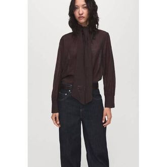 Mango blousetop donkerbruin