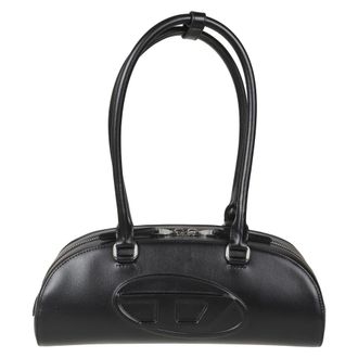 Diesel Tassen, Dames, Zwart, ONE Size, Leer, 1DR Dome - Elongated Bowling Bag