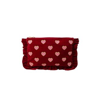 Elizabeth Scarlett Love Hearts Frill Pouch in Rouge at Nordstrom