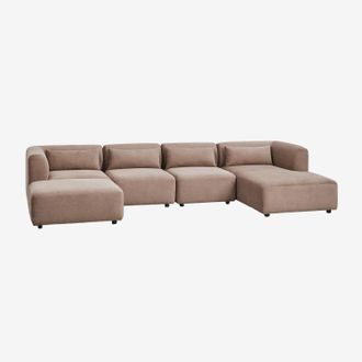 Sklum Divano Modulare Chaise Longue Destro A 4 Pezzi Con Pouf Fogler Sklum