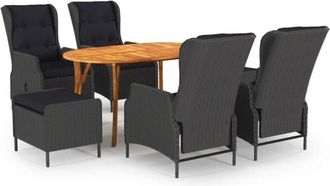 vidaXL Conjunto De Sof&aacute; De Jard&iacute;n Con Coj&iacute;n Negro Aluminio