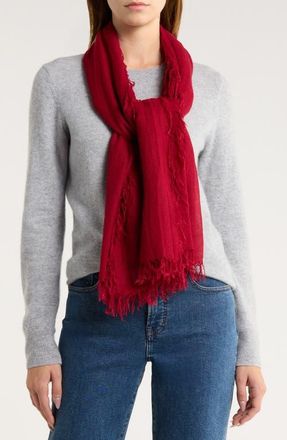 Chan Luu Fringe Cashmere & Silk Scarf in Biking Red at Nordstrom