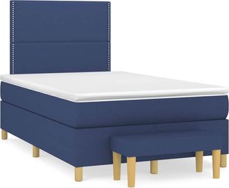 vidaXL Cama Box Spring Con Colch&oacute;n Tela Azul 120x190 Cm Vidaxl