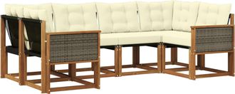 vidaXL Conjunto De Sof&aacute;s De Exterior 6 Uds. Natural Y Crema Vidaxl