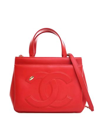 Chanel Borsa tote CC Mania piccola in pelle di agnello 2019 - Rosso