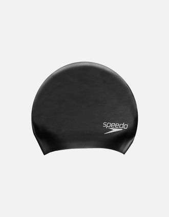 Speedo Unisex Adult Long Hair Silicone Swim Cap - Black - Size: ONE size