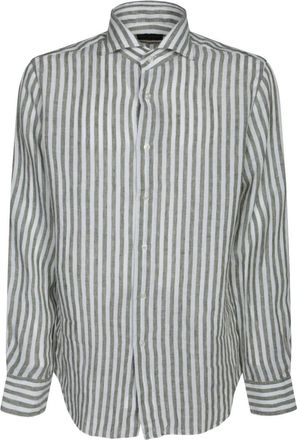 Dell'Oglio Groen Shirt Comfort Stijl Linnen - Heren - Casual Overhemden - Groen - M - Linnen - Overhemden