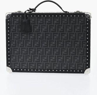 Fendi Leather Briefcase With All-Over Monogram size One Size