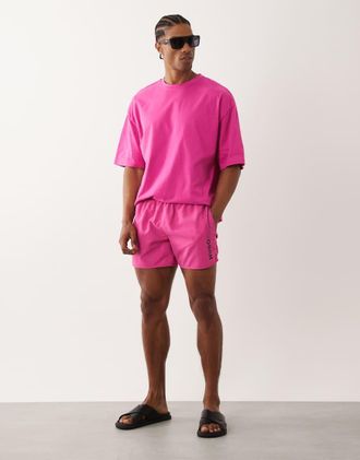 HUGO BOSS Hugo - Red Tiki - Pantaloncini da bagno rosa in coordinato