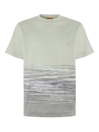 Zig zag cotton crewneck T-shirt with contrasting collar