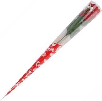 Trade Shop Trade Shop - Set 12 Piezas Flor Artificial Tallo Rojo Hojas 32 Cm Regalo San Valentin 63290