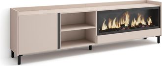 Skraut Home Skraut Home - Mueble Tv, Televisi&oacute;n, Muebles De Sal&oacute;n, Almacenaje, 212x35x61cm, Para Tv Hasta 80, Chimenea El&eacute;ctrica Xxl, Dise&ntilde;o Industrial, Estilo Mo
