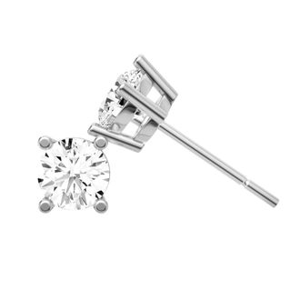 Diamond2Deal 14K White Gold 0.25 Ct Lab Grown Round Cut Diamond Solitaire Stud Earrings Color- E-F, Clarity- VS1