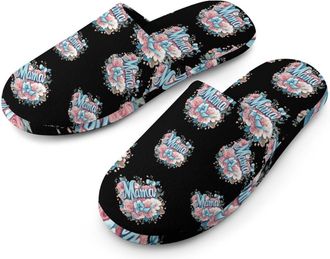 Generic I Love Mama Mom Mens Cotton Slippers Memory Foam Comfort House Shoes Winter Indoor Slipper for Hotel Casa Spa