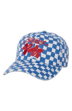 Billabong Embroidered Checkerboard Twill Baseball Cap in True Blue at Nordstrom