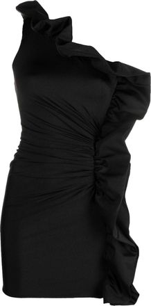 Amen one-shoulder ruffled mini dress - women - Polyester/Polyamide/Elastane - 44 - Black