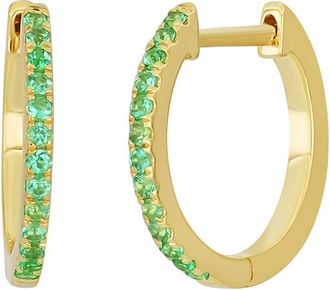 Bony Levy El Mar 18K 0.14 Ct. Tw. 26 Emerald Hoop Earrings
