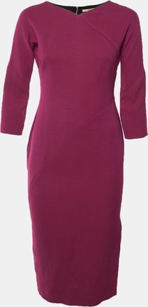 Victoria Beckham Magenta Crepe Sheath Dress