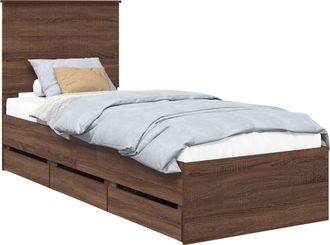 vidaXL Estructura De Cama Roble Marr&oacute;n 75 X 190 Cm Madera Ingenieril Vidaxl