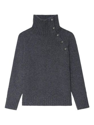 Zadig&Voltaire Mora high-neck button-detail sweater - women - Cashmere - L - Grey