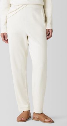 Eileen Fisher Slouch Organic Cotton Ankle Pants in Bone at Nordstrom, Size Large