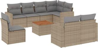 vidaXL Juego De Sof&aacute;s Jard&iacute;n Con Cojines Beige Mezcla 9 Pzas Rat&aacute;n Pe Vidaxl