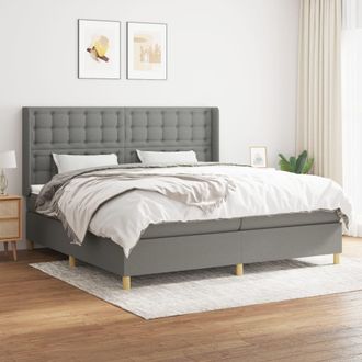 vidaXL Vidaxl - Cama Box Spring Con Colch&oacute;n Tela Gris Oscuro 200x200 Cm