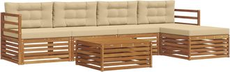 vidaXL Conjunto De Sof&aacute;s De Exterior 6 Uds. Natural Y Beige Vidaxl