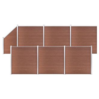vidaXL Vidaxl - Set De Valla 6 Cuadradas + 1 Oblicua Wpc Marr&oacute;n 1138x186 Cm