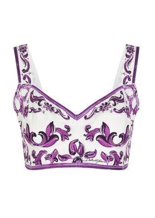 Dolce & Gabbana Printed Cotton-blend Crop top - Multi Print - 42 (UK10 / S)