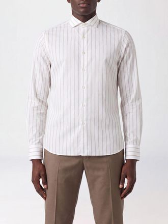 Canali Camicia a righe in popeline di cotone con vestibilit&agrave; slim fit