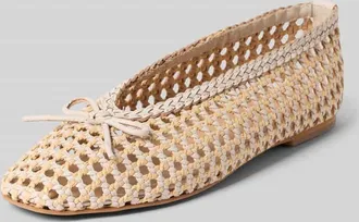 Inuovo Ballerinas aus Leder-Mix in Flecht-Optik in Beige, Gr&ouml;&szlig;e 38