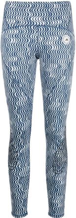 adidas by Stella McCartney TruePace abstract-print running leggings - women - Spandex/Elastane/Recycled Polyester - S - Blue