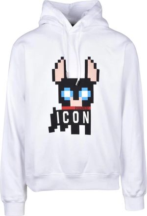 Dsquared2 Felpa con cappuccio - Heren - Hoodies - Wit - L - Katoen - Hoodies & sweatvesten