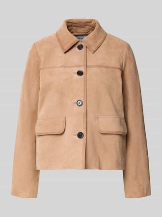 More & More More & More Lederjacke aus Ziegenvelours mit Pattentaschen in Sand, Gr&ouml;&szlig;e 38