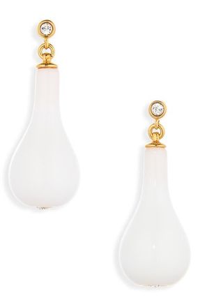 Toteme Stone Drop Earrings in White/Gold at Nordstrom