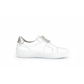 Gabor Womens Rhinestone Buckle Sneaker In White