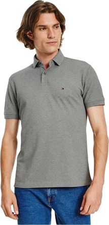 Tommy Hilfiger Heren 1985 Geborduurd Logo Poloshirt (Medium Grijs)