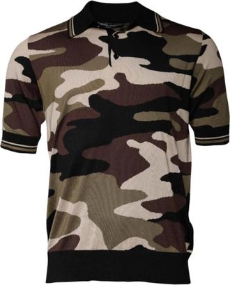 Dolce & Gabbana Zijden Camo Polo Shirt - Heren - Polos - Veelkleurig - L - Tops